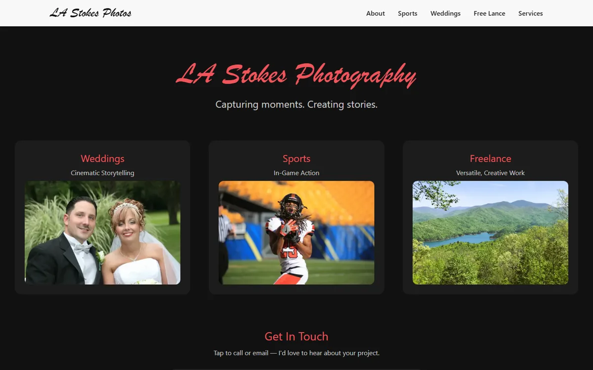 Screenshot of LA Stokes Photography